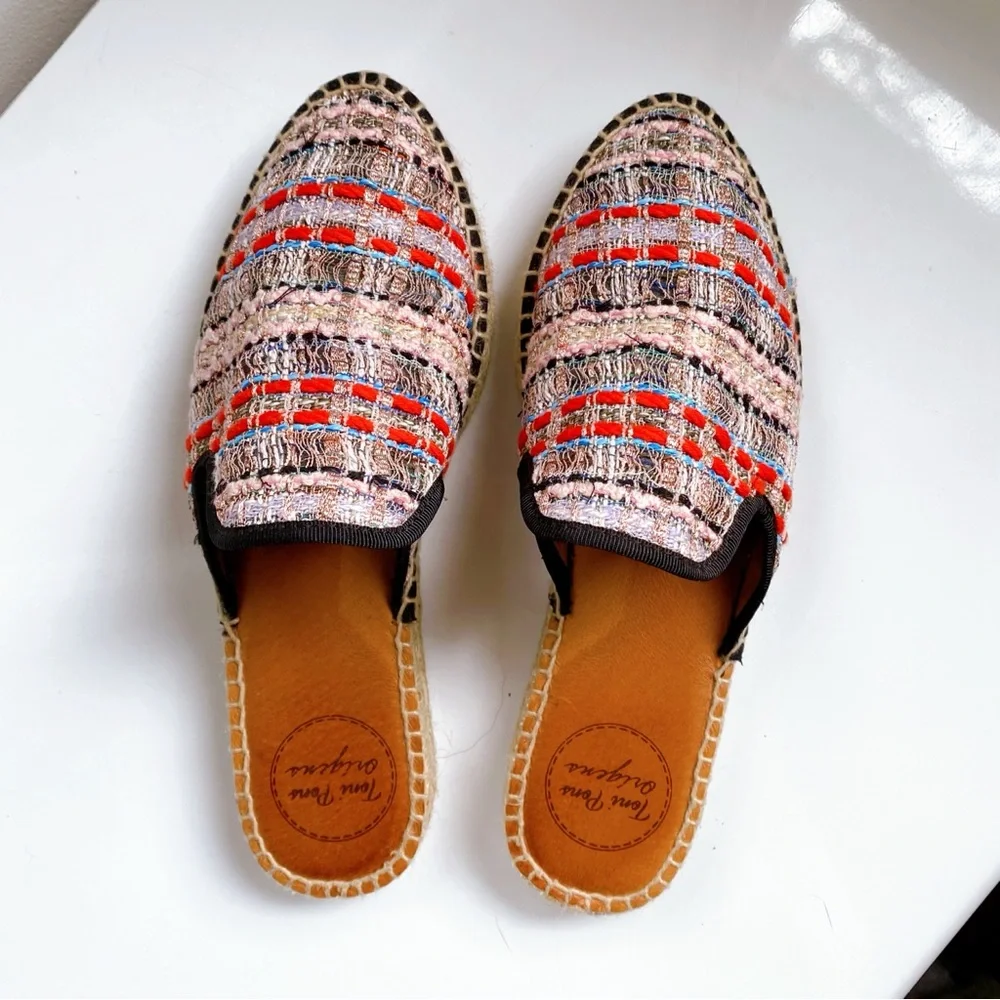 💕 TONI PONS ORIGENS PINK BLACK MULTI TWEED STITCHED ESPADRILLES! - Picture 13 of 16